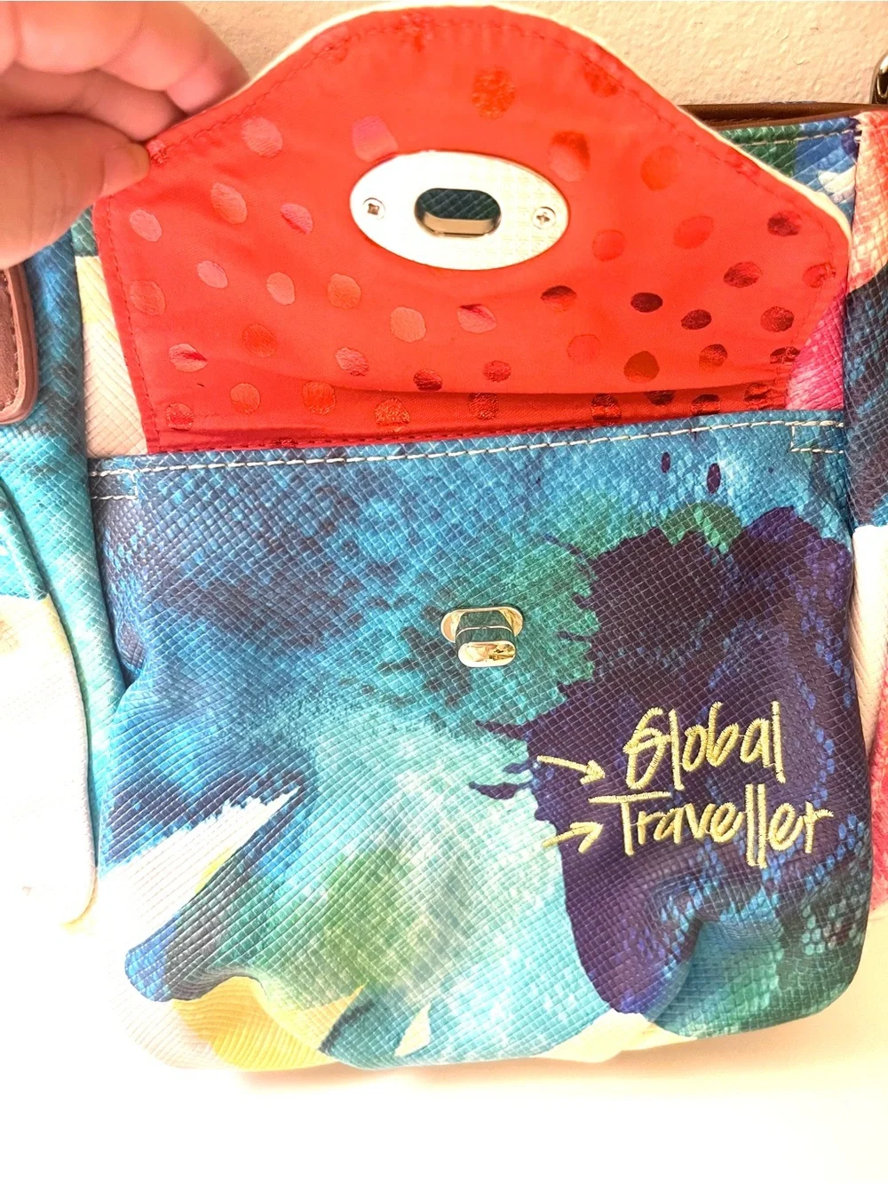 NWOT Rare Desigual Global Traveller Abstract Watercolor Satchel Bag